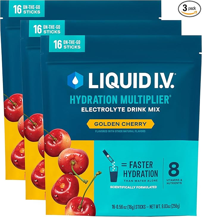 Liquid I.V.® Hydration Multiplier - Golden Cherry | Electrolyte Powder Drink Mix | 3 Pack (48 Se... | Amazon (US)