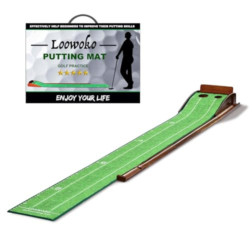 Loowoko Indoor Putting Green with Ball Return, Golf Practice Training Equipment Putting Mat for Home Office | Amazon (US)
