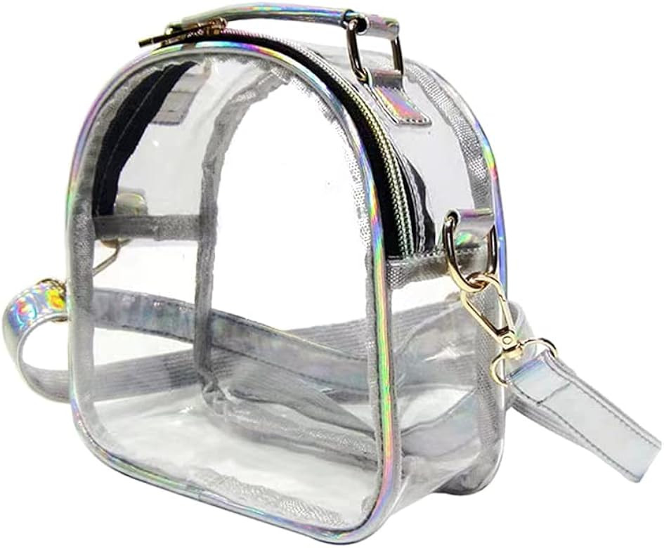 YDQUANI Clear Purse for Women Clear Bag Stadium Approved, See-Through Silver Clear Handbag with A... | Amazon (US)