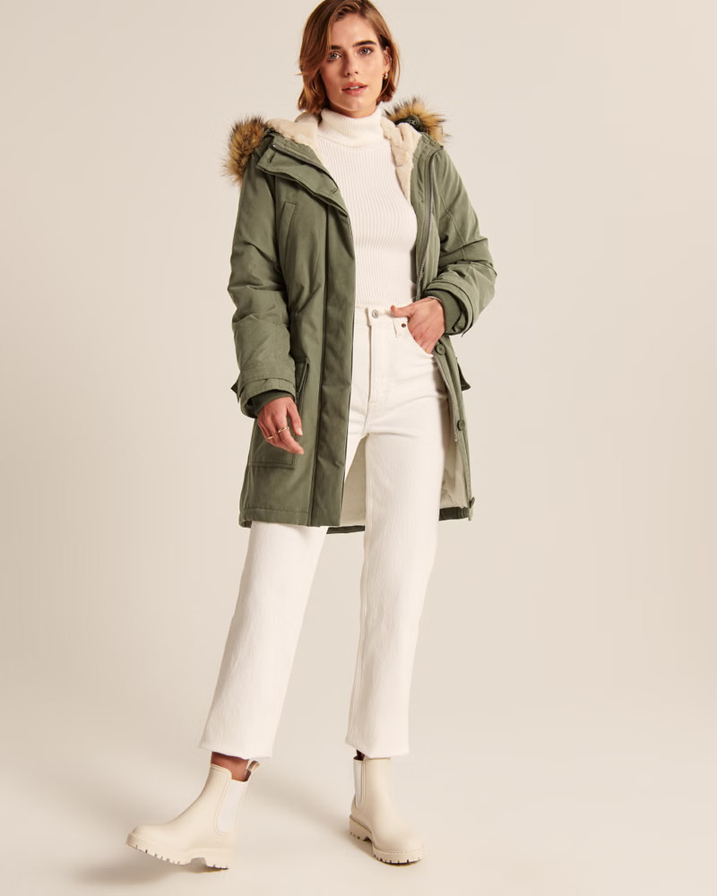 Faux Fur-Lined Military Parka | Abercrombie & Fitch (US)