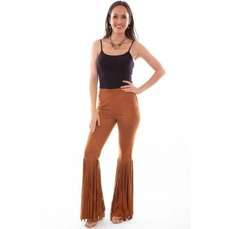 Scully Western Pants Womens Fringe Bell Bottom M Brown F0_HC771 | Walmart (US)