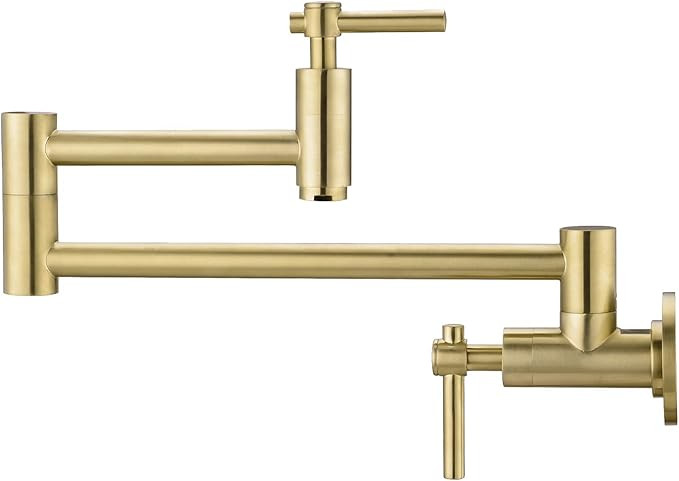 BZOOSIU Pot Filler Faucet Wall Mount, Double Joint Swing Arms Solid Brass Folding Faucet, Single ... | Amazon (US)