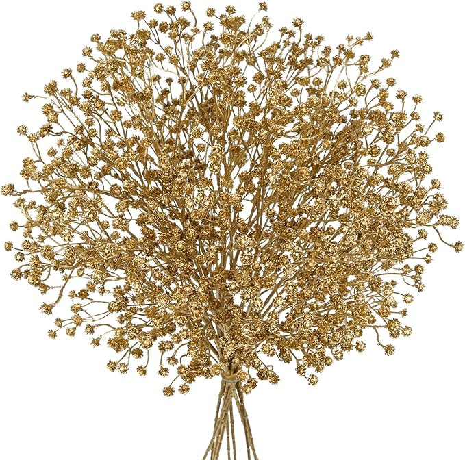 DILATATA 10 Pack Gold Baby's Breath Artificial Flowers Bulk 3 Branches Faux Baby Breath Plastic F... | Amazon (US)