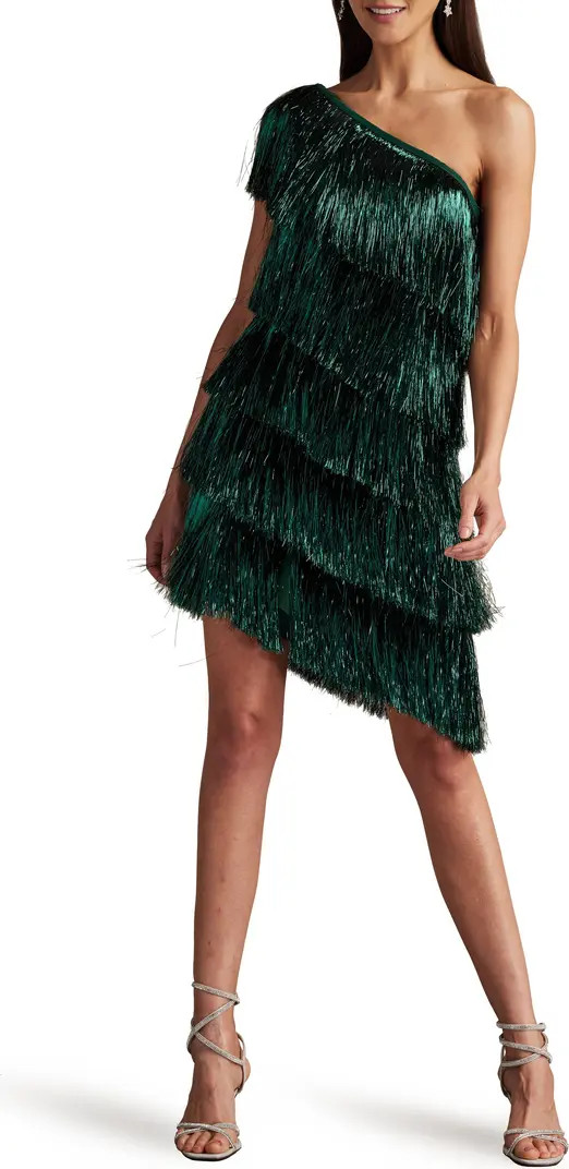 SHO by Tadashi Shoji Metallic Fringe One-Shoulder Cocktail Dress | Nordstrom | Nordstrom