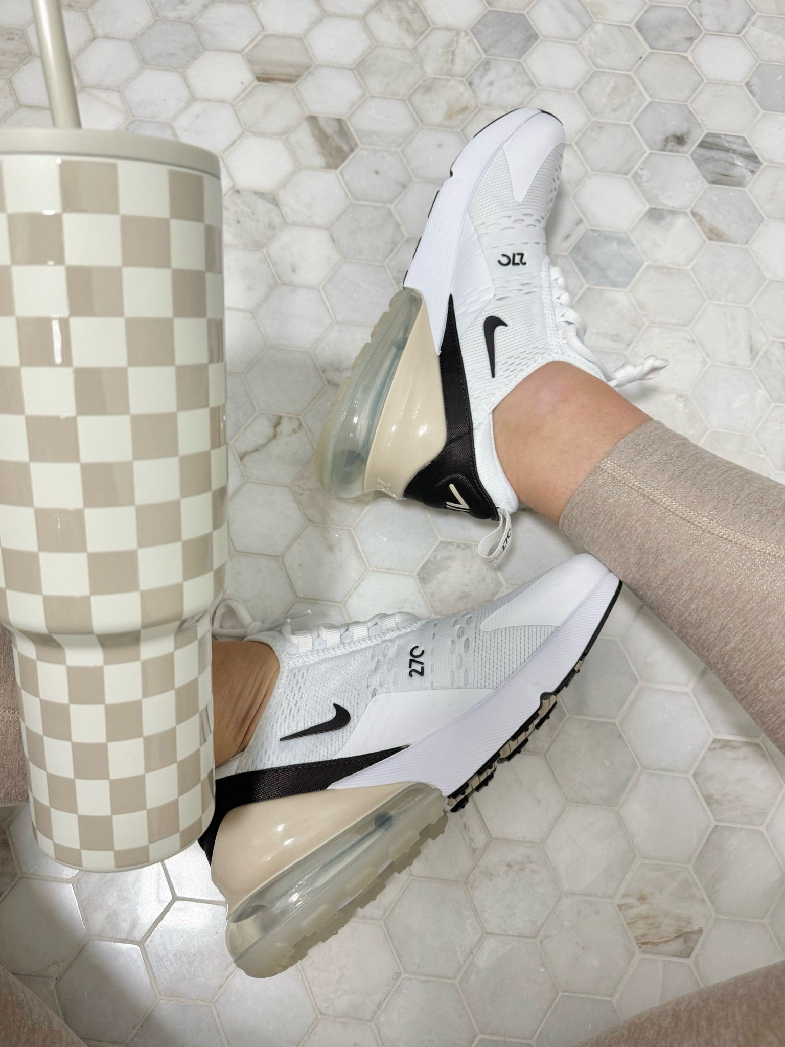 Fav new neutral shoes! Nike 270 + my checkered tumbler 

#LTKshoecrush #LTKMostLoved