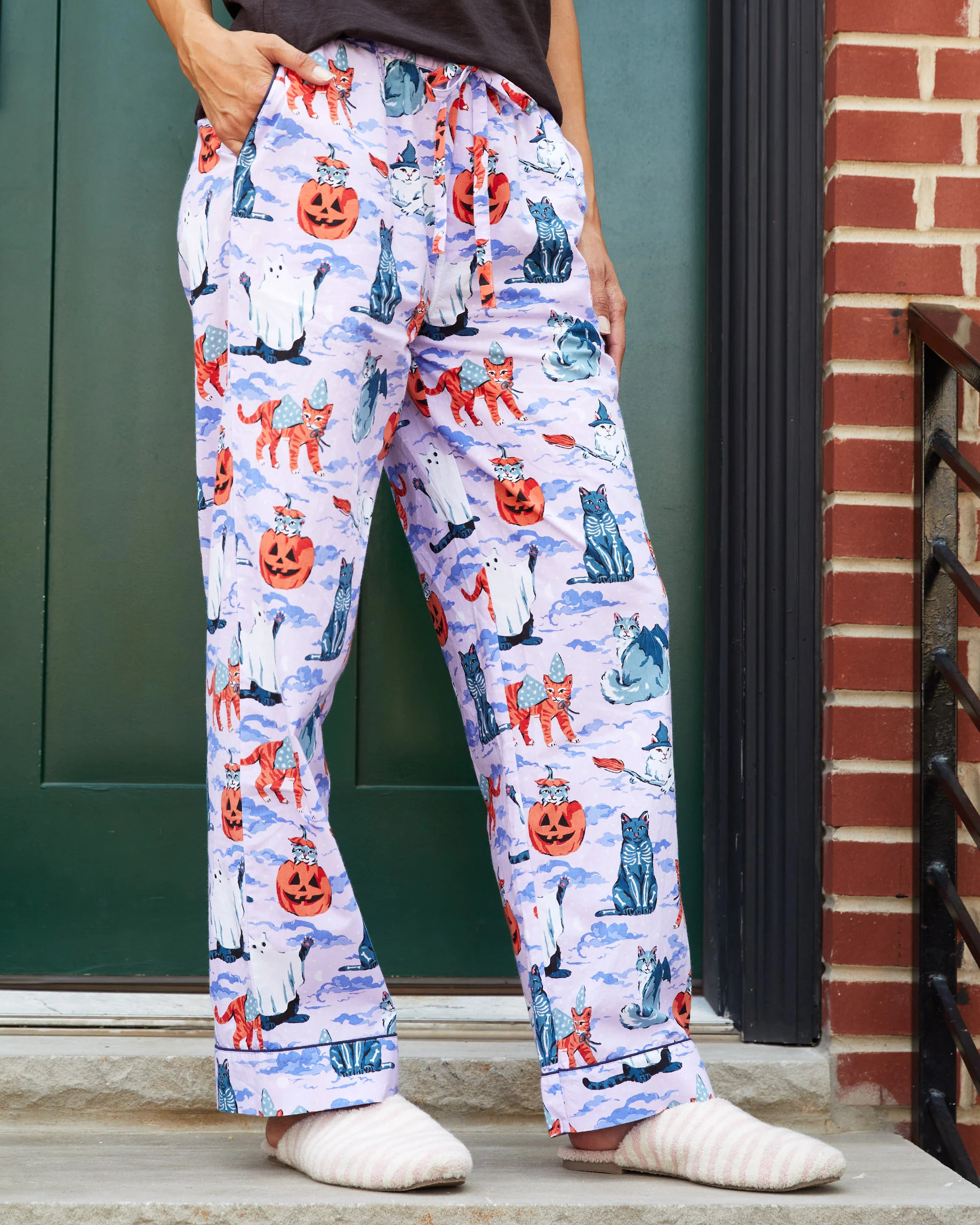 Halloween House Cats - PJ Pants - Lavender | Printfresh