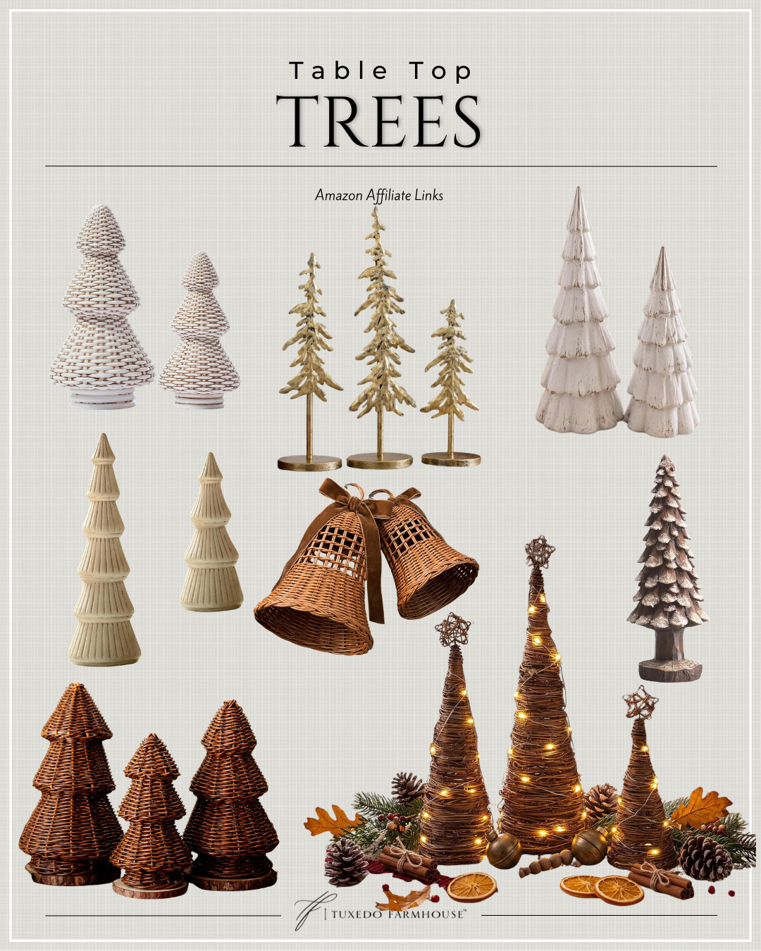 Tabletop trees are one of my favorite ways to add a little Christmas charm throughout the house! 🎄🤎 I love mixing woven, wood and metallic finishes for a collected look that feels warm and timeless. Perfect for shelves, consoles, mantels and holiday tablescapes—and these Amazon finds make it so easy to start decorating early!

#LTKHome #LTKSeasonal #LTKStyleTip #ChristmasDecor #AmazonHome #HolidayDecor #TabletopTrees #ChristmasInspo 

 #LTKSeasonal #LTKHome #LTKSaleAlert