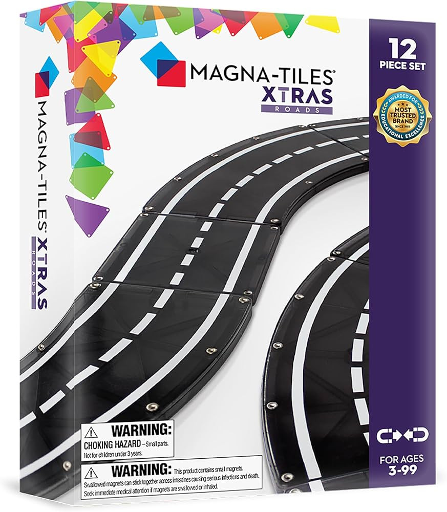 MAGNA-TILES XTRAS: Roads 12 Piece Magnetic Construction Set, The ORIGINAL Magnetic Building Brand | Amazon (US)