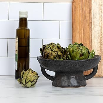Creative Co-Op Stoneware Handle and Base, Black Reactive Glaze Bowl | Amazon (US)