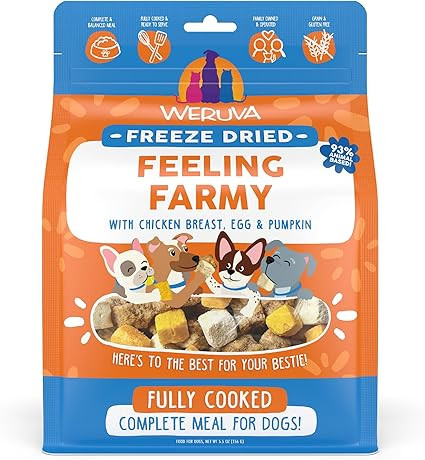 Weruva Dog Freeze Dried, Feeling Farmy with Chicken Breast, Egg & Pumpkin, 5.5oz Bag | Amazon (US)