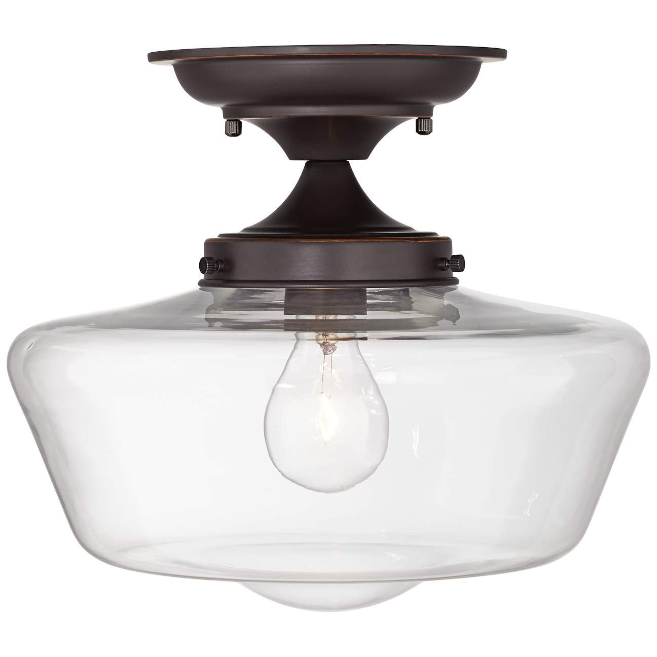 Schoolhouse Floating 12"W Bronze Clear Glass Ceiling Light | LampsPlus.com