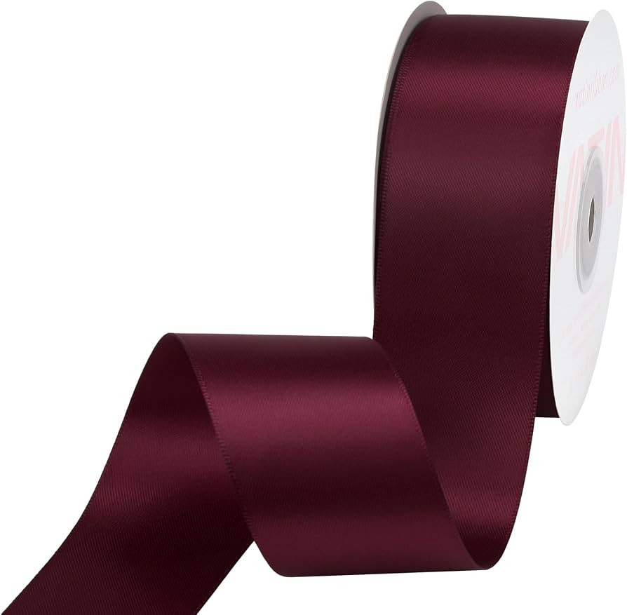 VATIN Wine Satin Ribbon 1-1/2 Inch x 25 Yards for Gift Wrapping | Amazon (US)