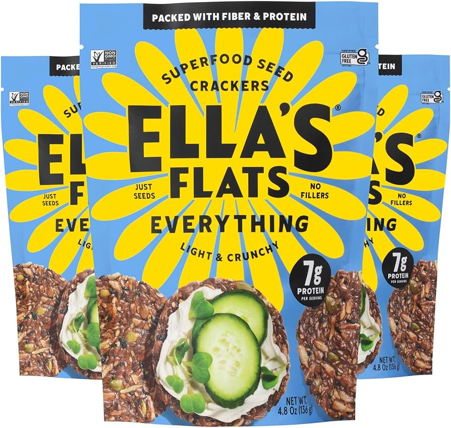 ELLA’S FLATS® Everything All Seed Savory Crisps – All Natural, Gluten Free, Good Source of P... | Amazon (US)