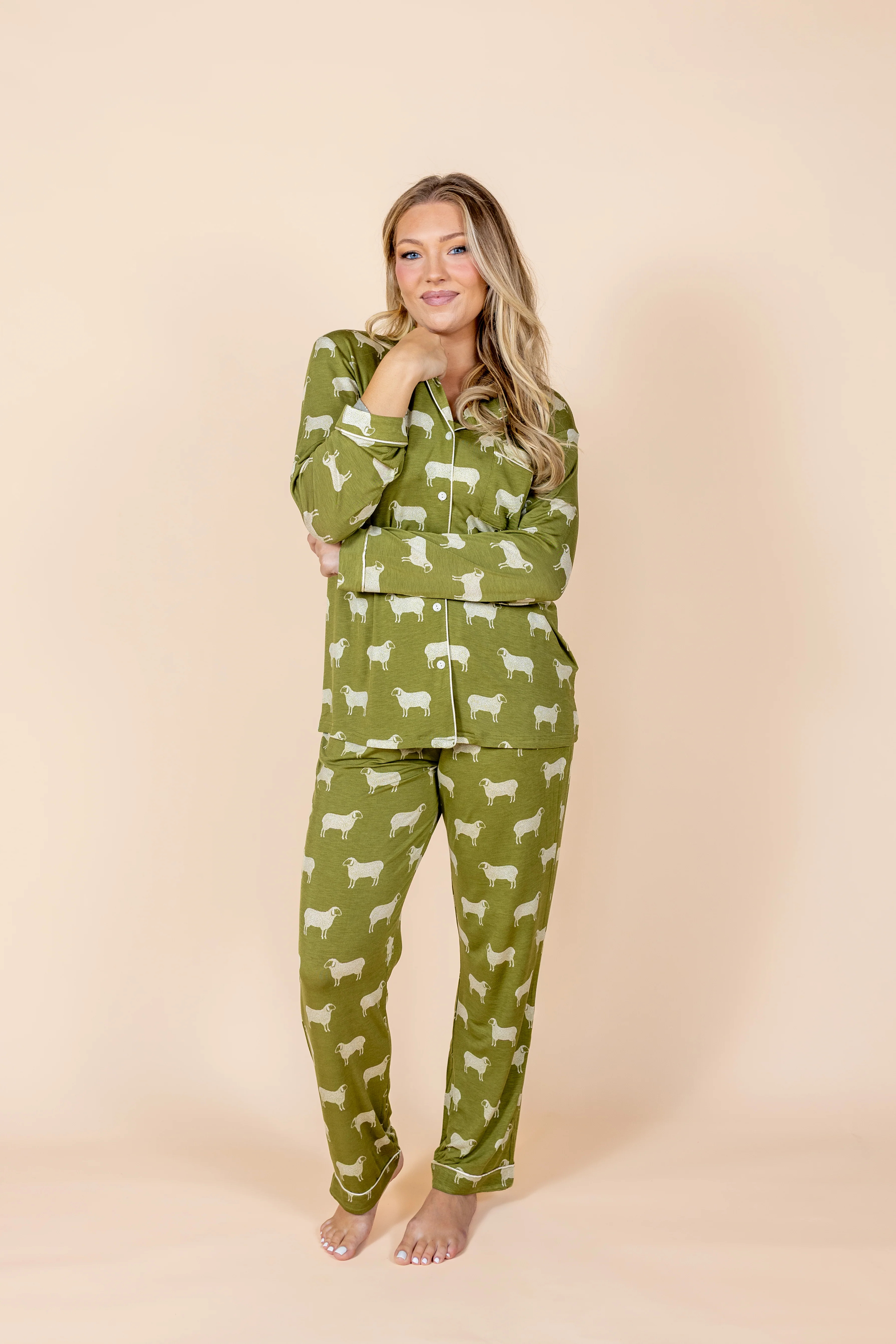 Highland Herd in Olive Long Sleeve & Pant Pajama Set | In My Sundays