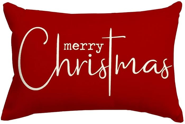 RABUSOFA Christmas Pillow Covers 12x20 Red Velvet Merry Christmas Saying Winter Decorative Throw ... | Amazon (US)