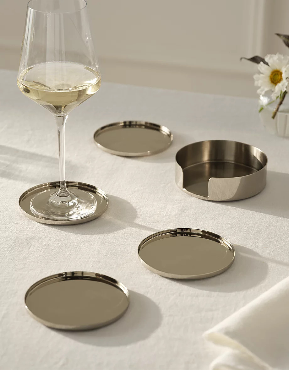 Polished Steel Coasters \u2013 Set of 4 | Kitchen and Dining | The  Whit... | The White Company UK & ROW