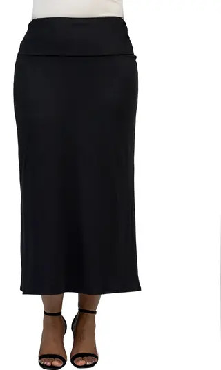24seven Comfort Apparel Comfortable Foldover Maxi Skirt | Nordstrom | Nordstrom