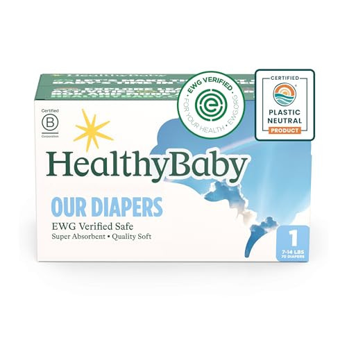 HealthyBaby Our Diapers | EWG Verified Safe & Plant-Based Diapers | Absorbent for Leak Protection | Soft Organic Cotton Shell | Chlorine-Free Diaper for Sensitive Skin | Size 1 (70 Diapers) | Amazon (US)