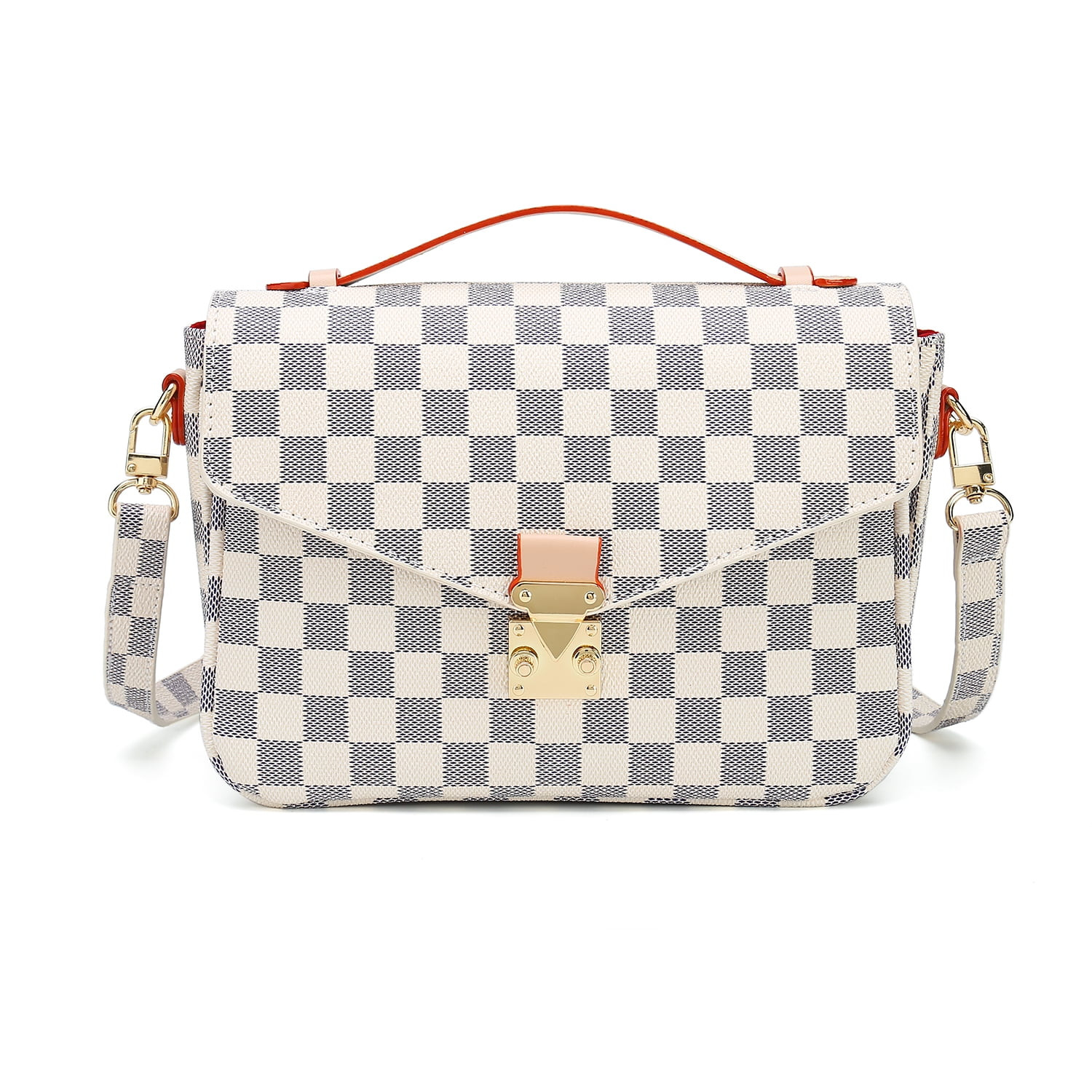 RICHPORTS Checkered Tote Shoulder Handbags Bag with inner pouch PU Vegan Leather | Walmart (US)