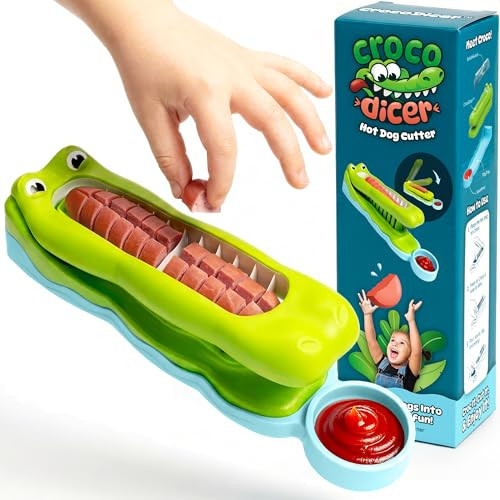 CrocoDicer: Fun Hot Dog Cutter That Lets Kids Cut Their Own Hot Dogs Safely. One Press = 24 Bites. Even Picky Eaters Will Love Dinner Time. 100% Kid and Crocodile Safe (Not Approved by Alligators). | Amazon (US)