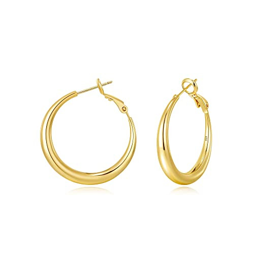 EXGOX Gold Large Hoop Earrings for Women 925 Sterling Silver Hoop Earrings Hypoallergenic Lightwe... | Amazon (US)