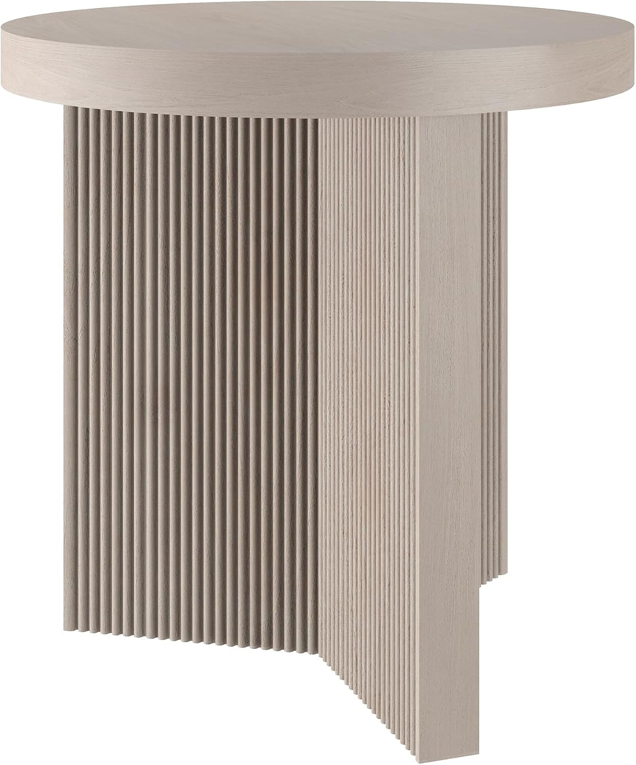 Henn&Hart 22" Fluted Side Table, Ribbed Nightstand, End Table, Beech White | Amazon (US)
