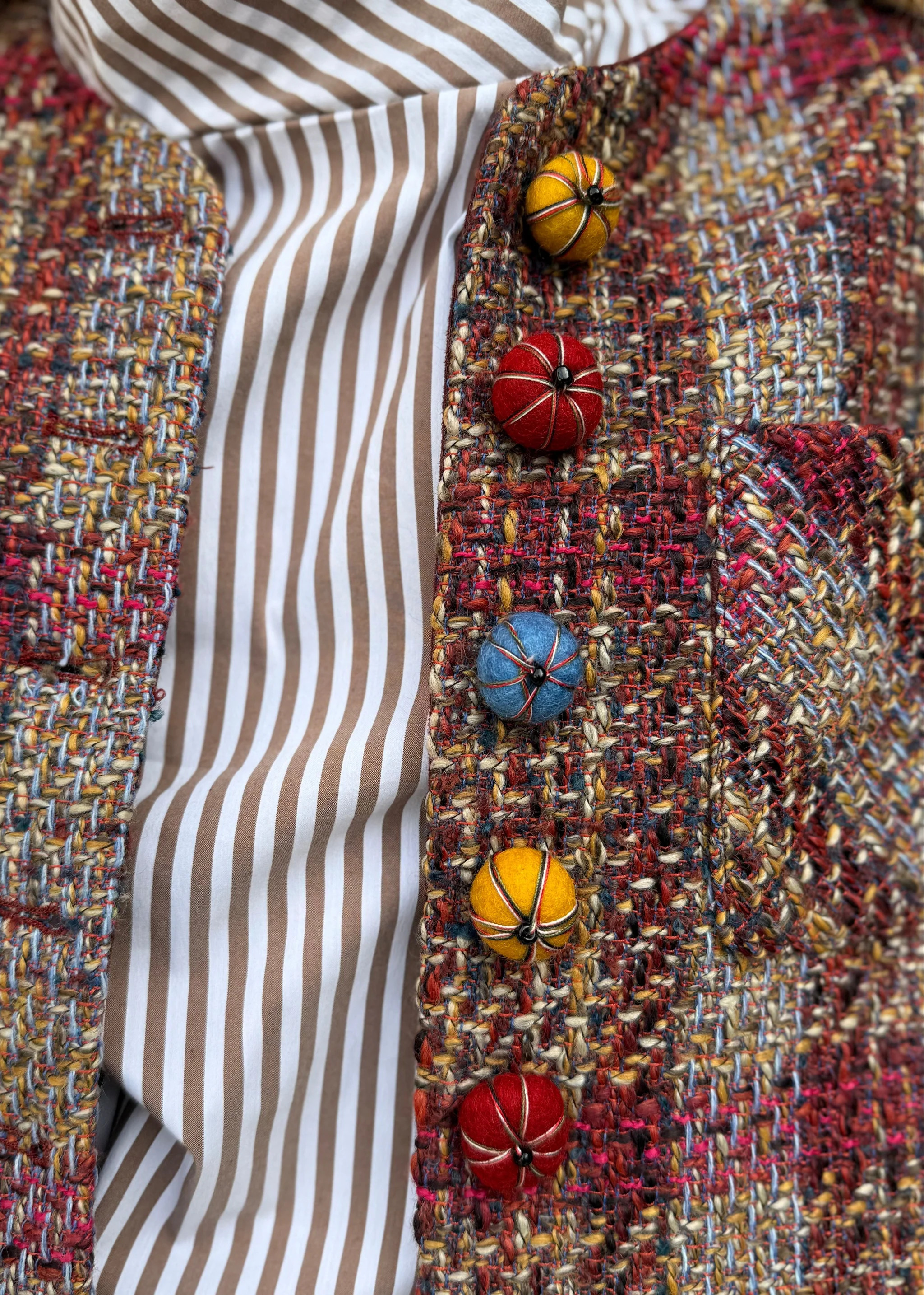Mavis Burgundy and Taupe Plaid Lady Jacket | Benaar La