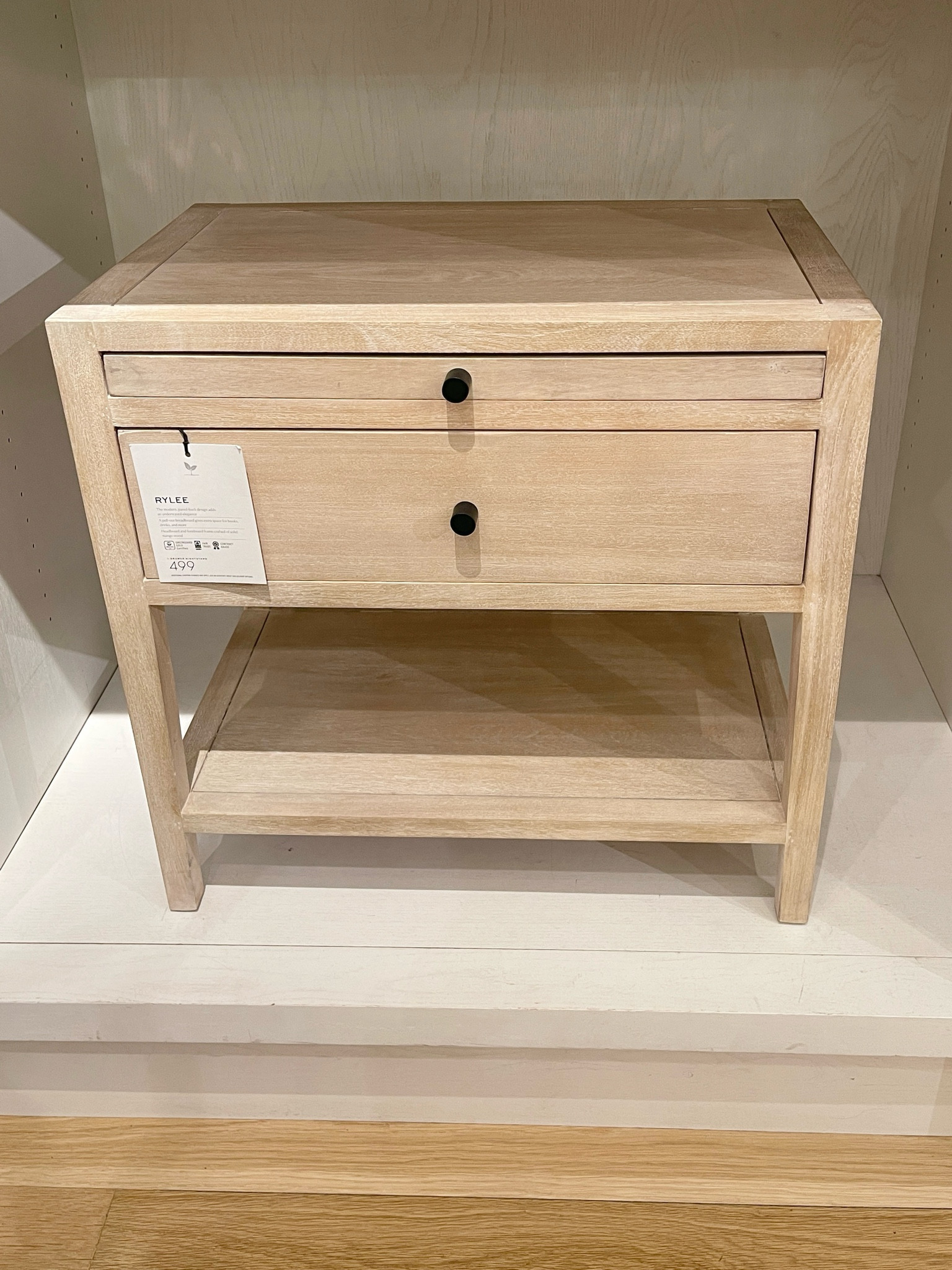 Pottery Barn Rylee Nightstand. From coastal to modern, the simple silhouette and pretty neutral whitewashed finish makes it easy to transition between styles! 

#LTKhome
