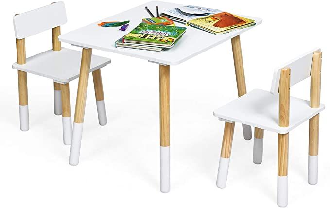 Costzon Kids Table and Chair Set, Wooden Table Furniture for Toddler Drawing Reading Arts Crafts ... | Amazon (US)