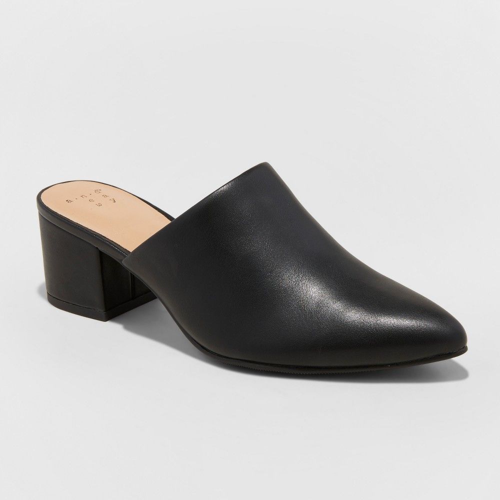 Women's Bianca Pointed Heeled Mules - A New Day Black 8.5 | Target