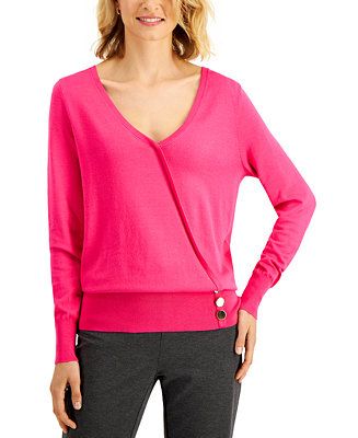 JM Collection Surplice Sweater, Created for Macy's & Reviews - Sweaters - Women - Macy's | Macys (US)