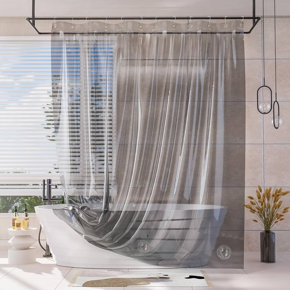 AmazerBath Heavy Duty Shower Curtain and Liner 2-in-1, 100% EVA Luxury Soft Clear Grey Shower Cur... | Amazon (US)