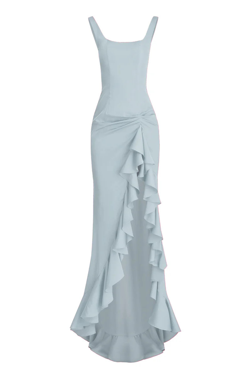 RUFFLE SLIT BLUE MAXI DRESS | Stolen Stores | CULT MIA | CULT MIA UK LTD