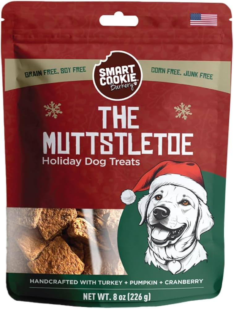 Smart Cookie Muttstletoe Holiday Dog Treats - Turkey & Pumpkin Dog Treats, Healthy Holiday Dog Tr... | Amazon (US)