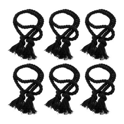 Unique Bargains Hand-Woven Decorative Tassel Rope Curtain Tiebacks 30" Black 6 Pcs | Target