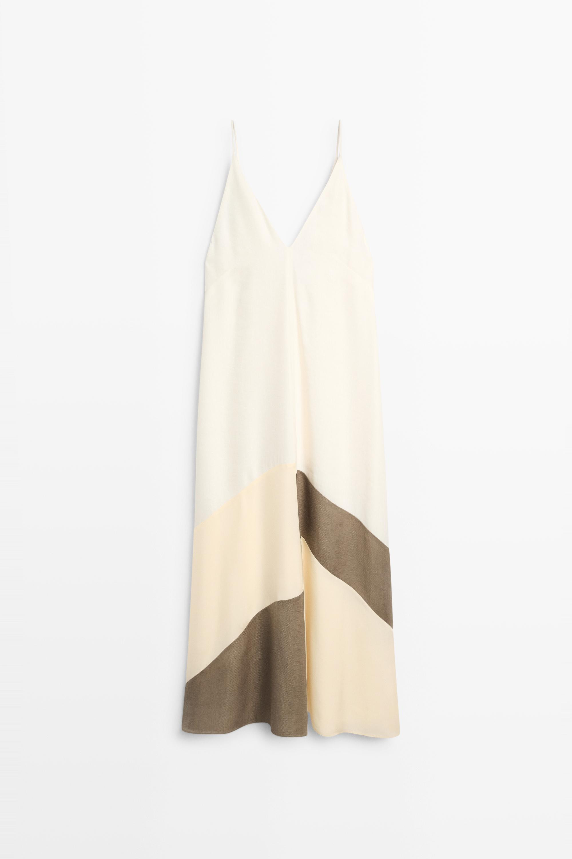 Contrast flowing midi dress | Massimo Dutti UK
