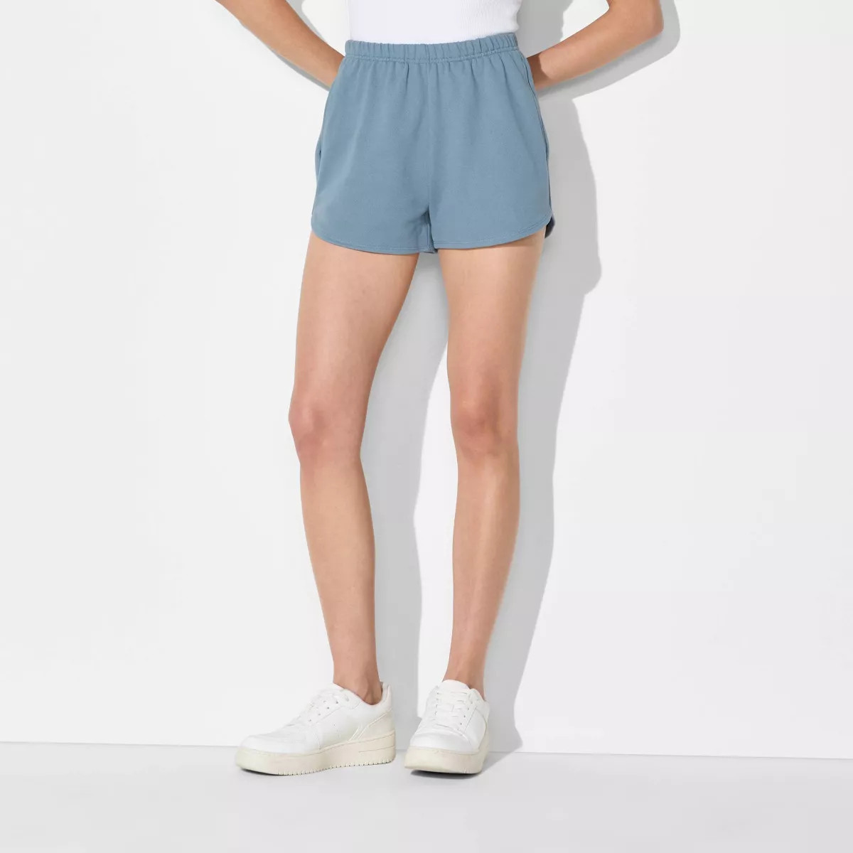 Women's Mid-Rise French Terry Pull-On Shorts - Wild Fable™ Slate Blue XS | Target