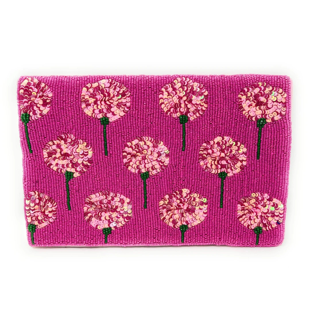 Pink Beaded Clutch Purse, Pink Beaded Purse, Floral Clutch Purse, Floral Beaded Clutch Purse, Par... | Etsy (US)