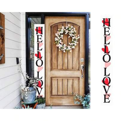 72in 'Hello Love' Valentine's Day Porch Sign, Rustic Modern Farmhouse Entryway Board, Front Porch Valentine's Decor | SHEIN