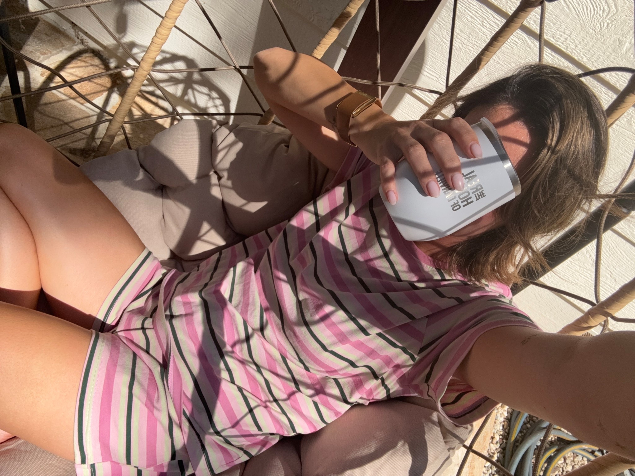 This swinging egg chair is perfect for the backyard  