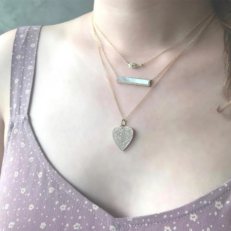 Mother of Pearl Inlay Bar Necklace with Diamonds | Jennifer Meyer