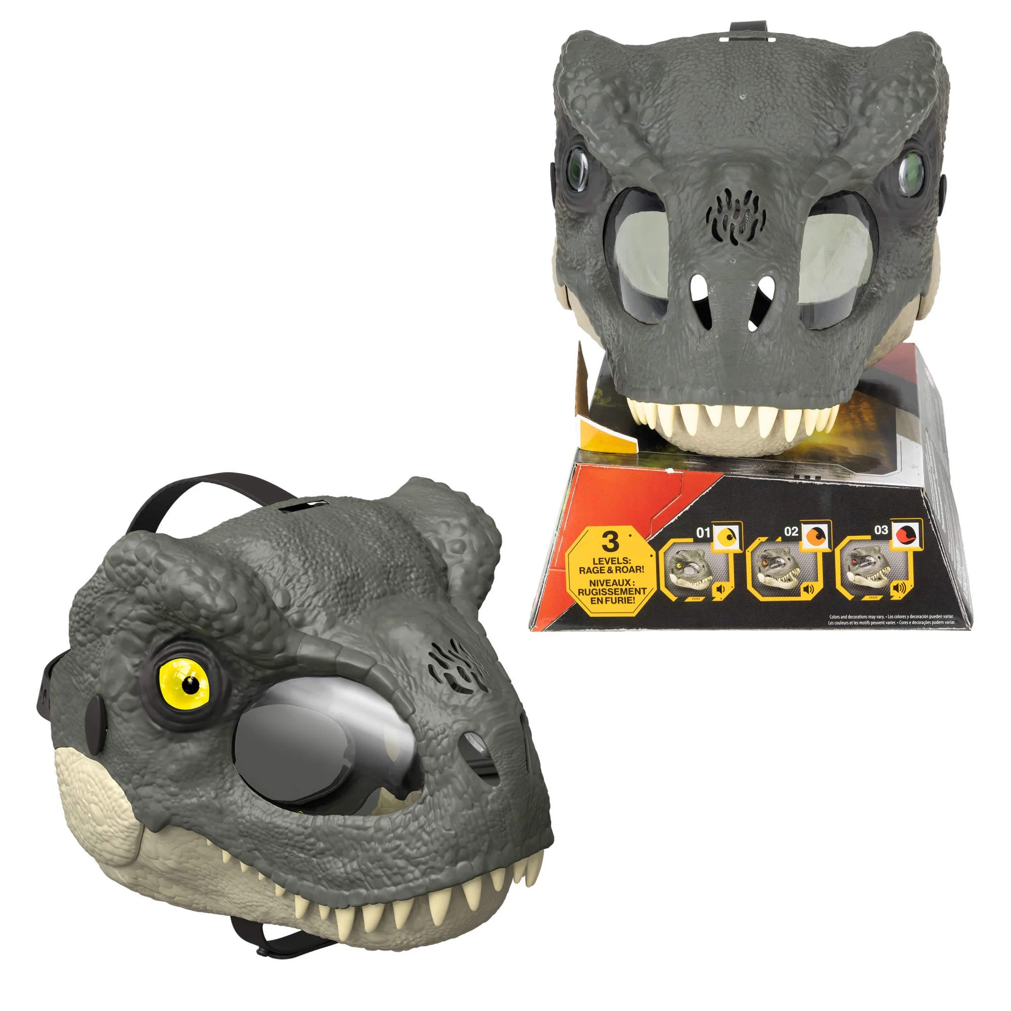 Jurassic World Rebirth T-Rex Rage N Roar Mask with LED Light Up Eyes Feature, 3 Level Effects | Walmart (US)