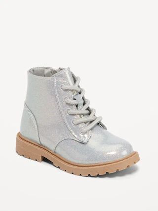 Shiny Faux-Leather Side-Zip Combat Boots for Toddler Girls | Old Navy (US)