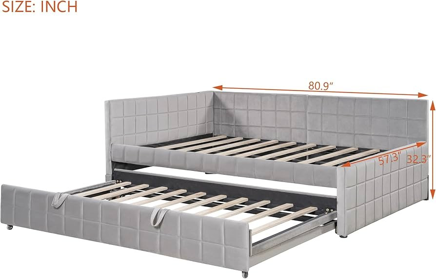 Merax Full Size Upholstered L-Shaped Daybed with Twin Size Pop Up Trundle and USB Ports, Modern S... | Amazon (US)