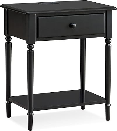 Leick Coastal Notions Nightstand with USB Port, Black | Amazon (US)