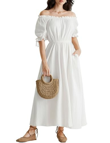 Medieval Dress for Women Renaissance Vintage White Maxi Dress for Party White S | Amazon (US)