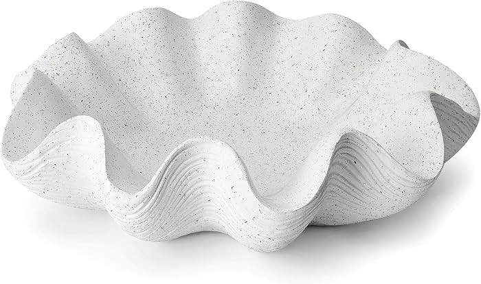 Scalloped Decorative Bowl Home Decor - 12.6" Modern Handicraft Large Shell Ruffle Decorative Frui... | Amazon (US)