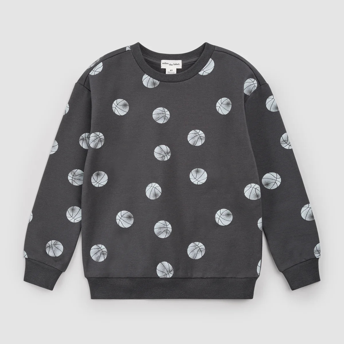 Basketball Print on Blackened Pearl Sweatshirt | Miles The Label