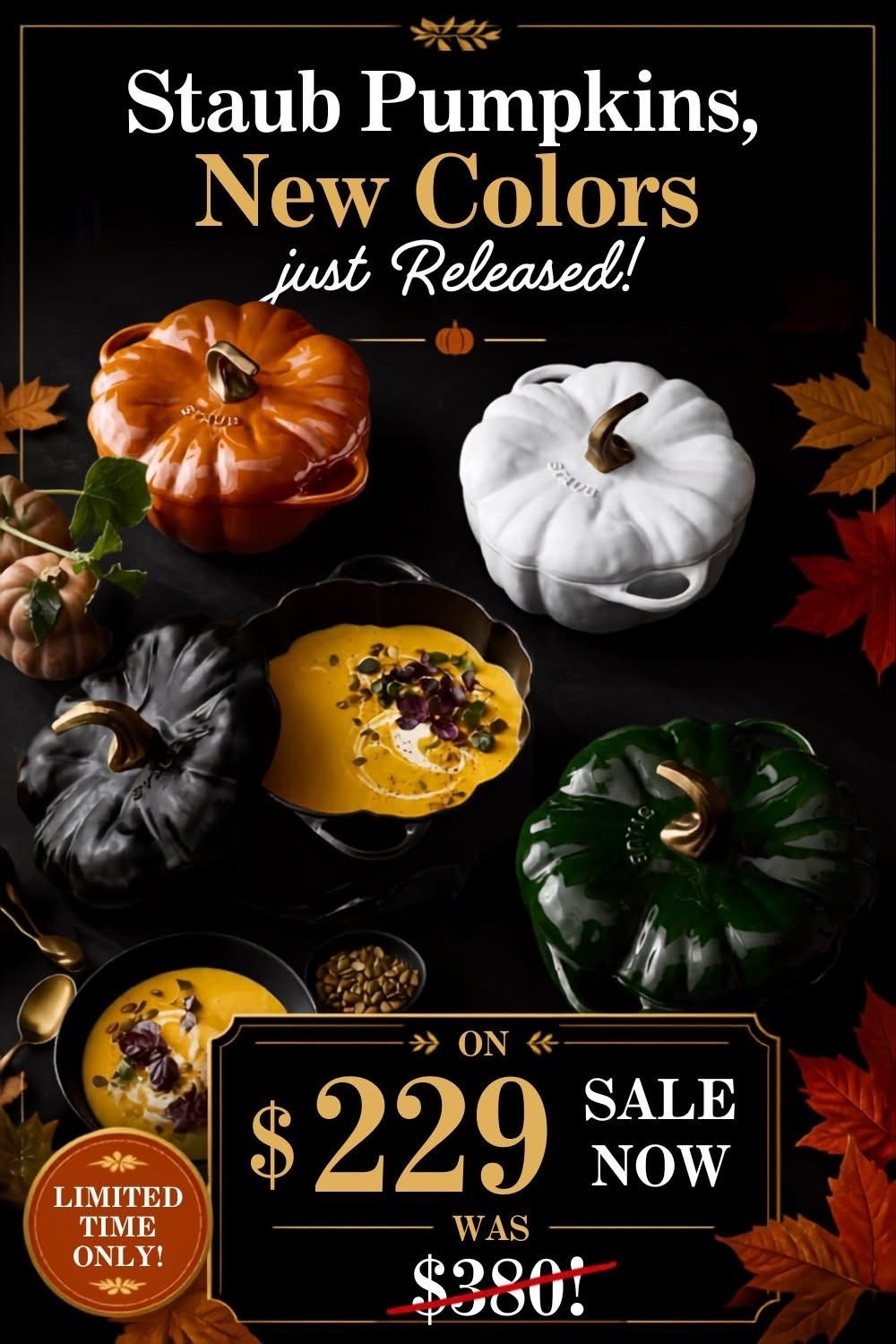 New Staub Pumpkins just released at William Sonoma. This year they have beautiful brass stems! What color is your favorite? 🍂🍁

#LTKfoodie #LTKHome #LTKmomlife