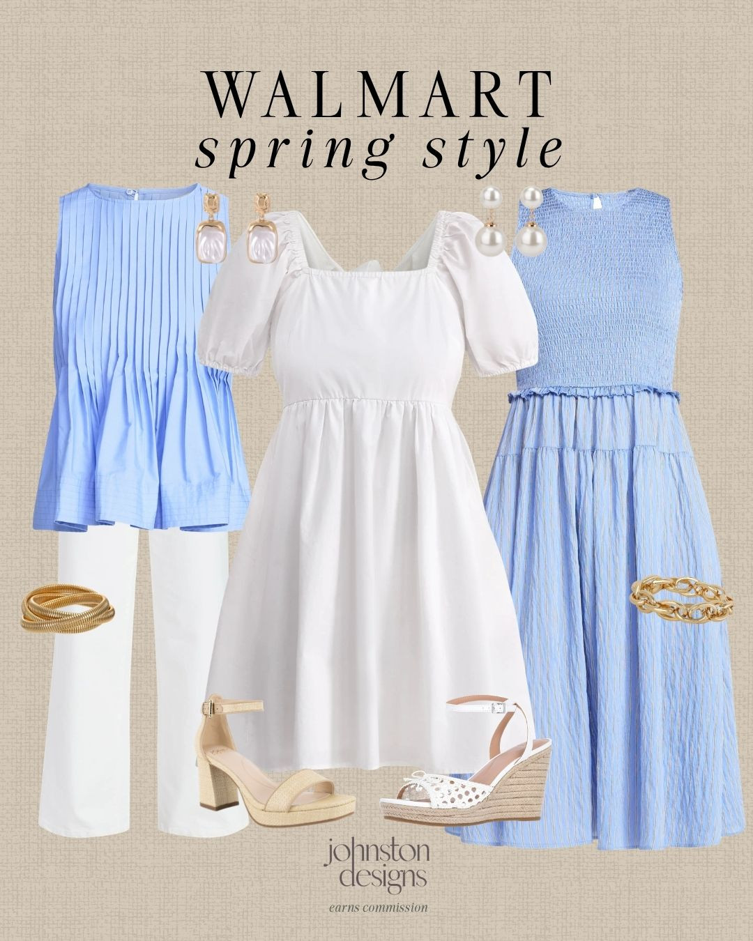Walmart spring style. 🤍 Feminine outfits, soft blues and neutrals, easy everyday looks for spring/

Walmart fashion, spring outfits, feminine style, blue and white outfit, casual spring looks, affordable outfits, everyday style, spring dresses, walmart finds, budget fashion, outfit inspo. 

 #LTKootd #LTKSeasonal
